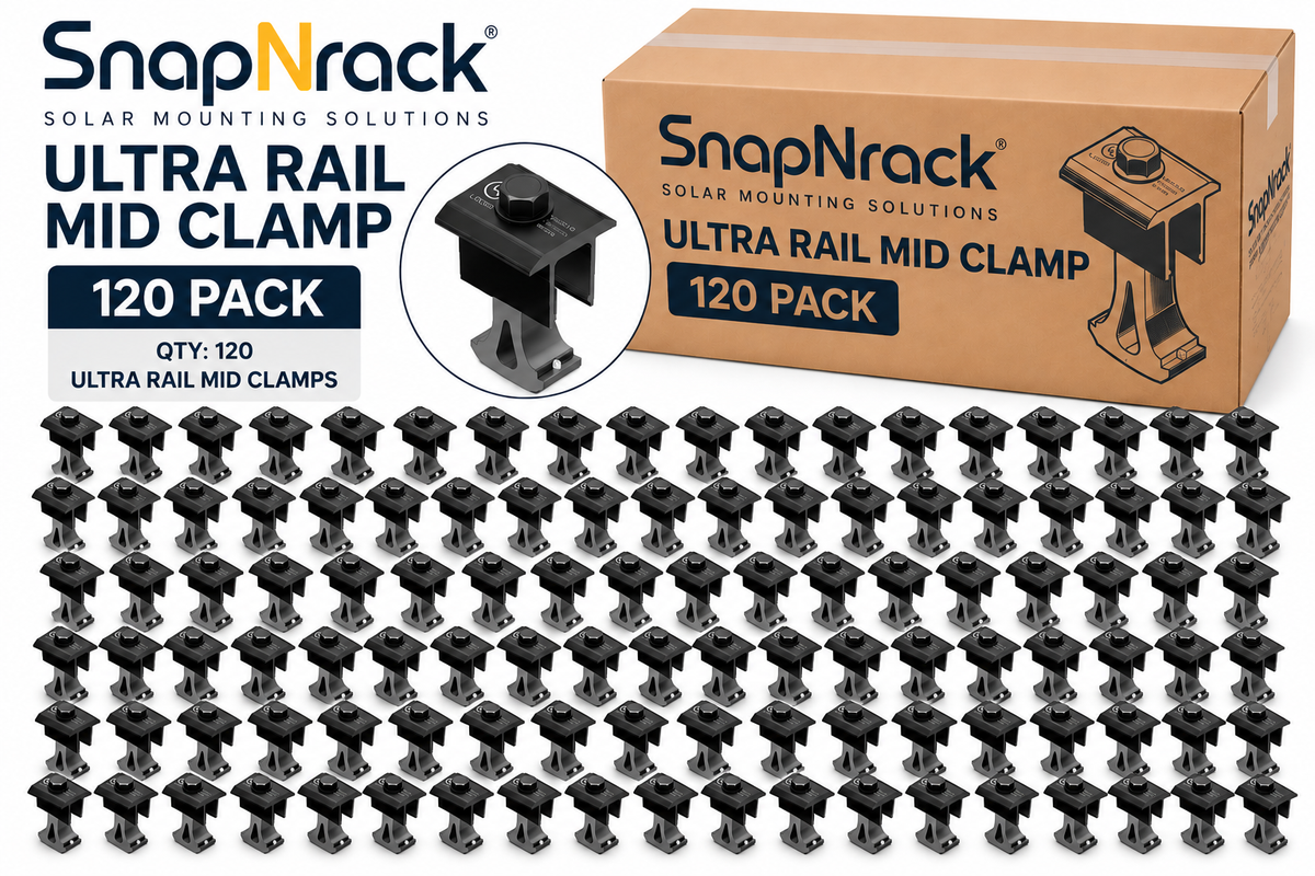 SnapNrack Ultra Rail Mid Clamp – Black (120-Pack)