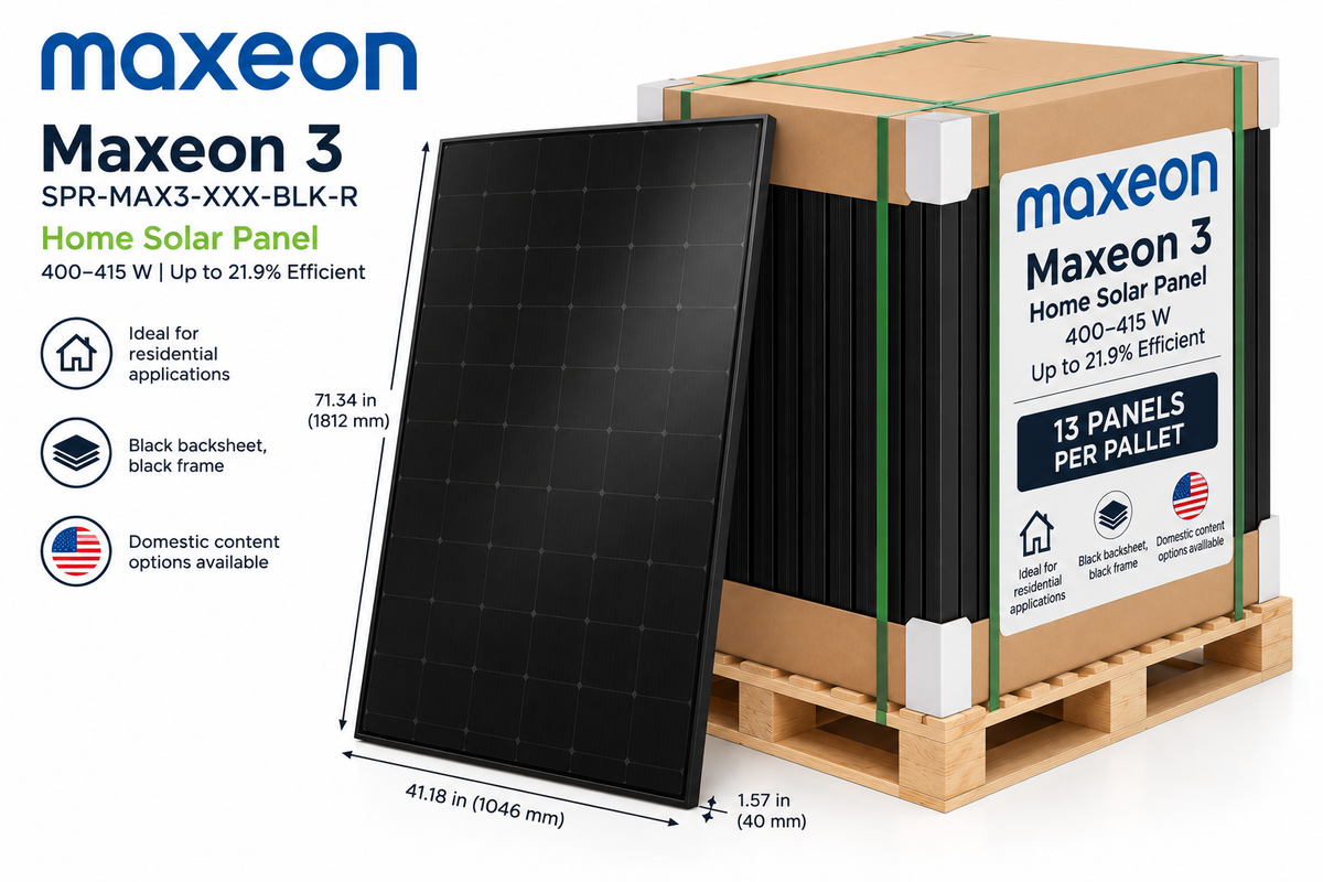 Half Pallet (13 Panels) 415Watt Maxeon 3 Black Solar Panels