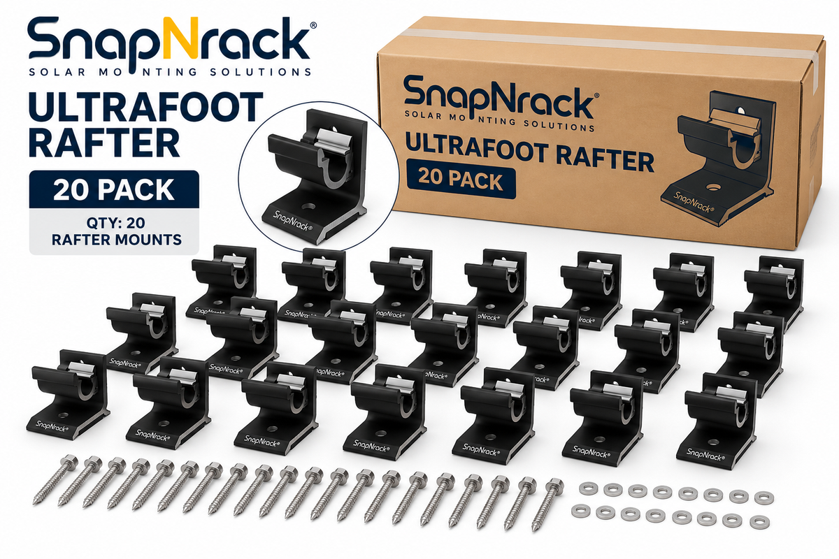 SnapNrack UltraFoot Rafter – Black (20-Pack)